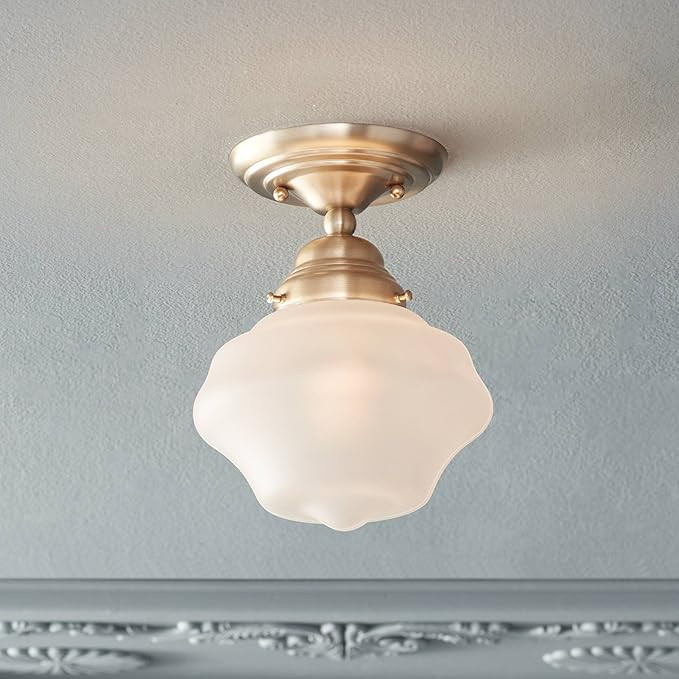 Regency Hill Floating Rustic Farmhouse Ceiling Light Semi Flush-Mount Fixture 7" Wide Brass White... | Amazon (US)
