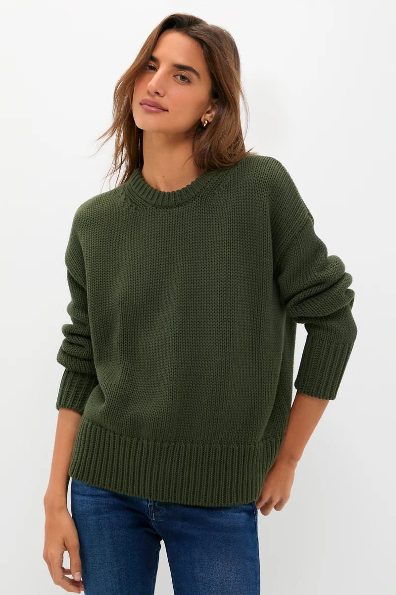 Hunter Green Cotton Cliff Crewneck Sweater | Tuckernuck (US)