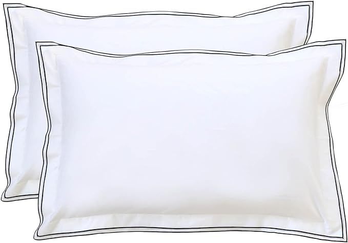 Set of 2 Elegant Embroidery Pillowcases, King Size, 100% Cotton - White Good Feeling Shams, Elega... | Amazon (US)