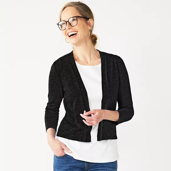 Women's Croft & Barrow® Open Front Pointelle Cardigan | Kohl's