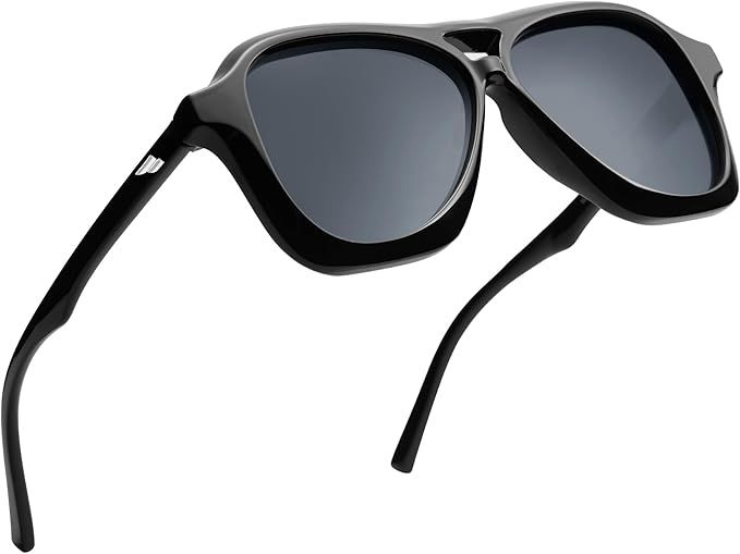 VANLINKER Retro Aviator Sunglasses Womens Men Trendy 2024 Double Bridge Polarized Shades Vintage ... | Amazon (US)