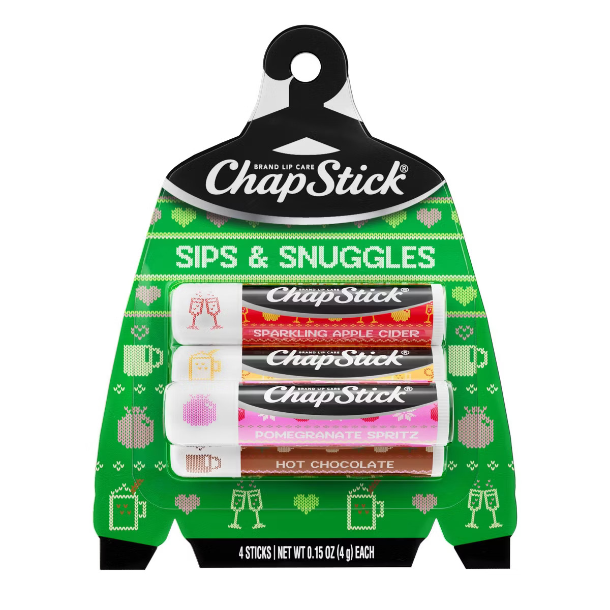 Chapstick Holiday Ugly Sweater Lip Balm - Sips & Snuggles - 0.15oz/4ct | Target