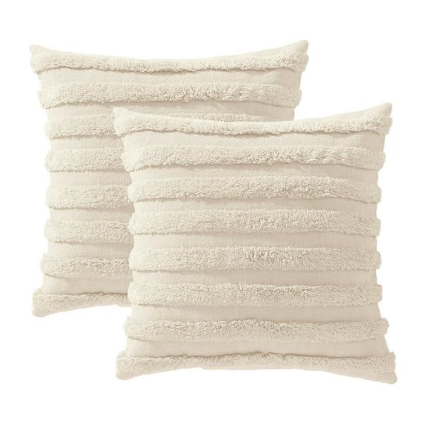 Mainstays Tufted Stripe Decorative Throw Pillow18x18, Ivory, 2 Pack | Walmart (US)