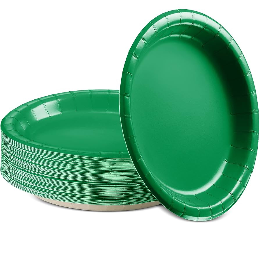 Disposable Paper Plates Green, 6 3/4 Inches Paper Dessert Plates, Strong and Sturdy Disposable Pl... | Amazon (US)