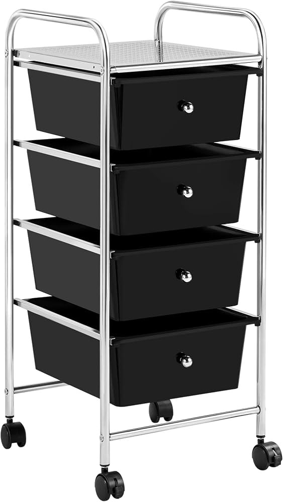 Yaheetech 4 Drawers Cart Rolling Plastic Storage Cart and Organizer Metal Frame Plastic Drawers P... | Amazon (US)