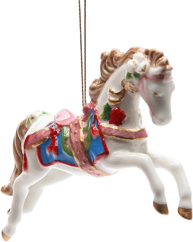 StealStreet SS-CG-10682, 4.88 Inch White Painted Carousel Horse Christmas Tree Ornament | Amazon (US)