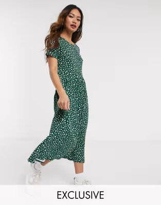 Wednesday's Girl midi smock dress in smudge polka dot | ASOS (Global)