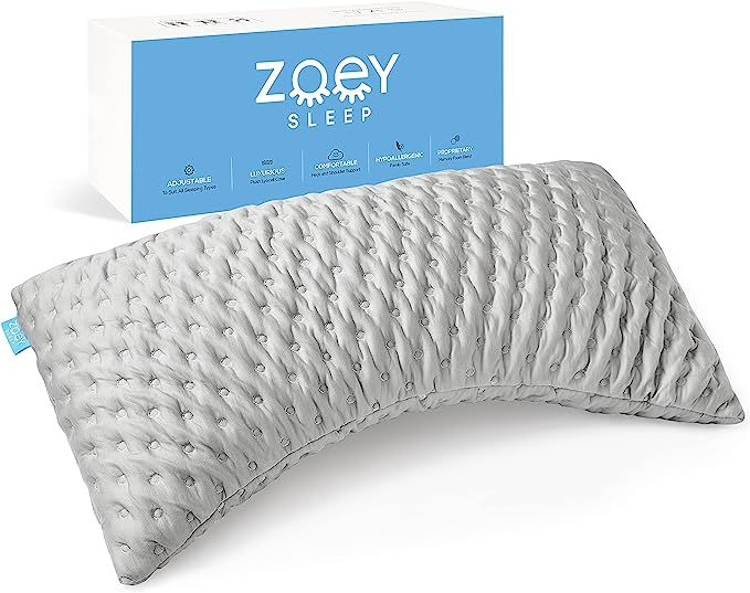 Zoey Sleep Adjustable Memory Foam Bed Pillows for Sleeping - Side, Back or Stomach Sleeper Pillow... | Amazon (US)