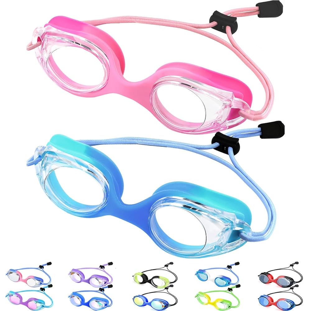 Vvinca Kids Swim Goggles with Bungee Strap No Leaking Anti Fog Toddler Goggles with Quick Adjust ... | Amazon (US)