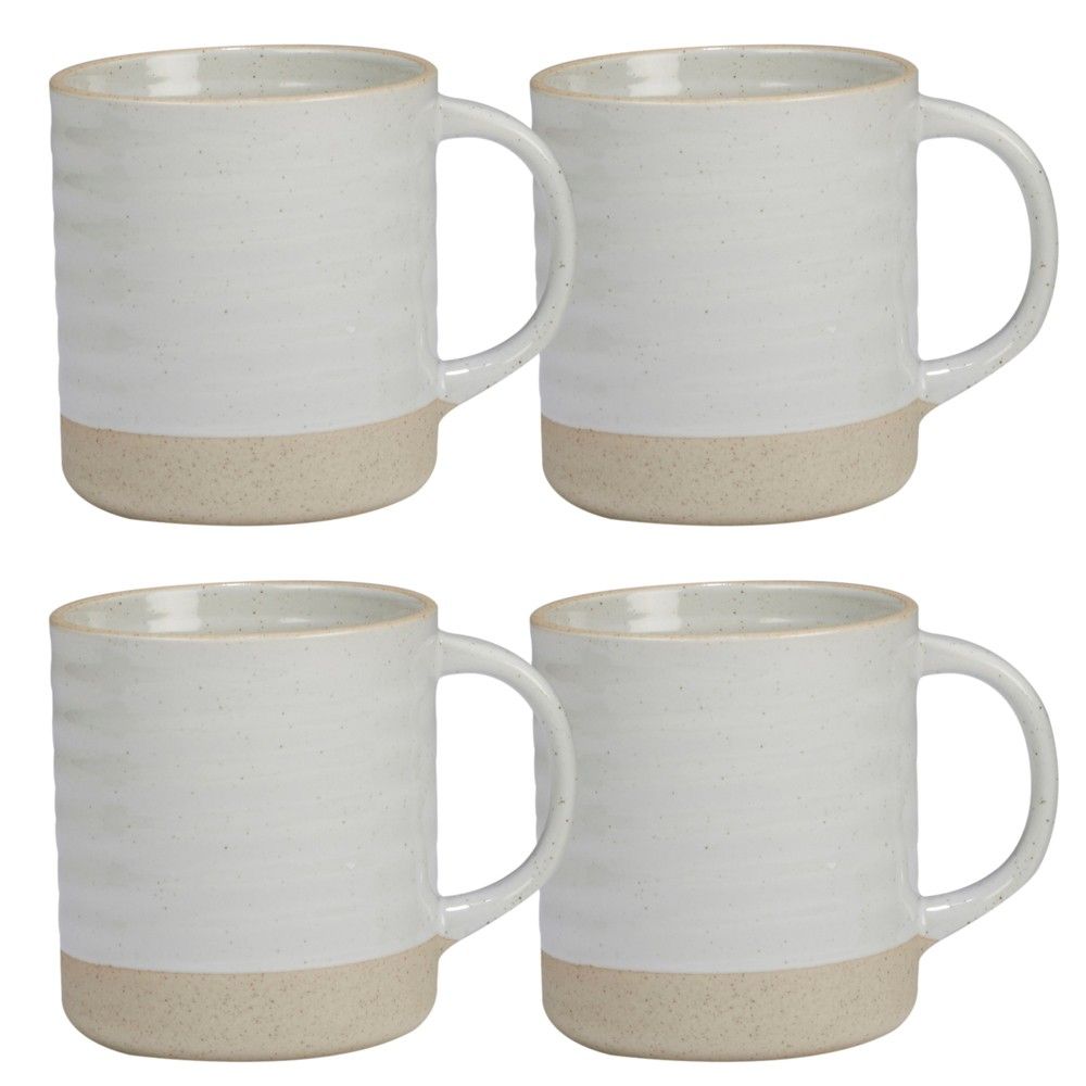 Certified International Artisan Ceramic Mugs 22oz White/Brown - Set of 4, Beige | Target
