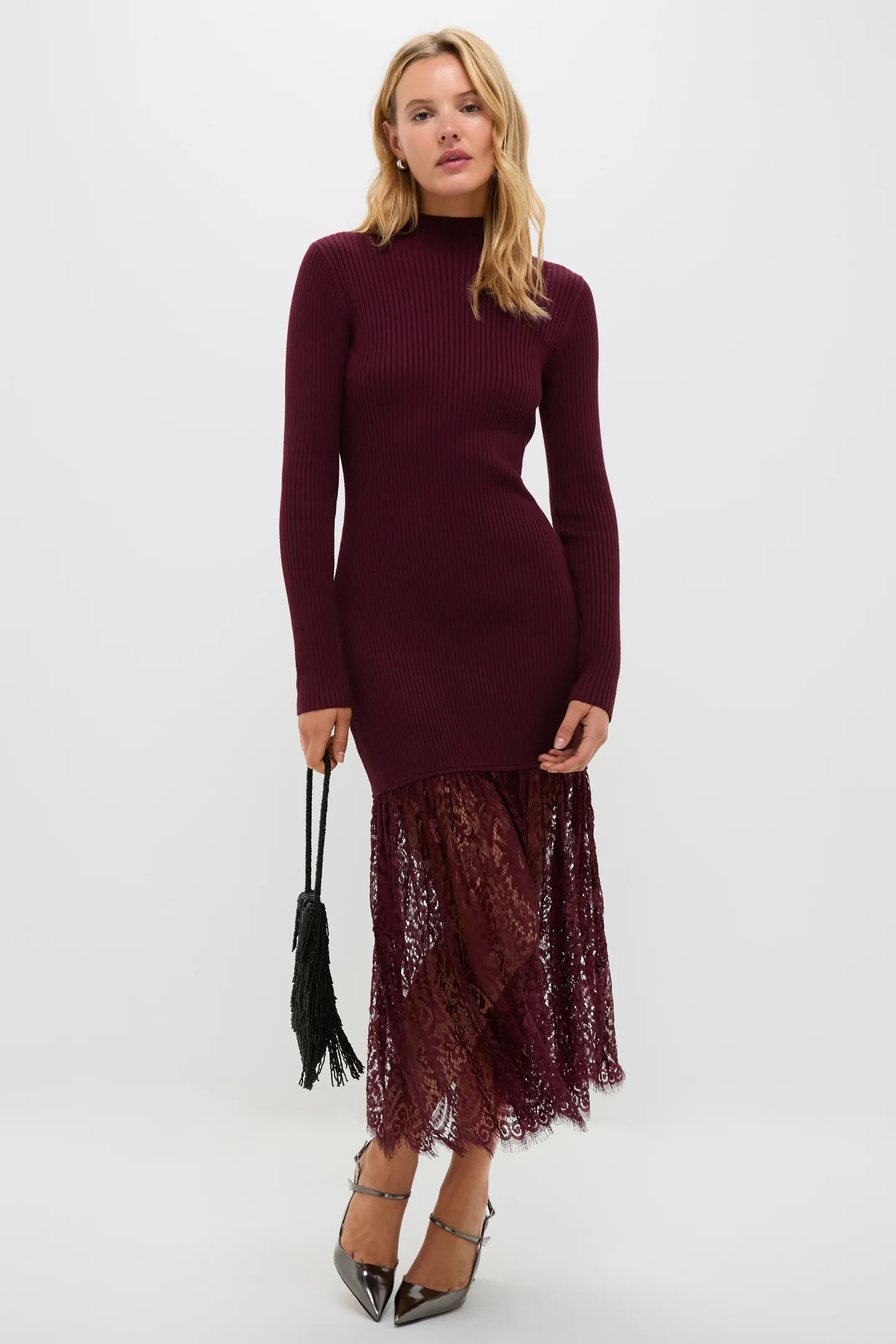 Plum Knit & Lace Suzanne Midi Dress | Tuckernuck (US)
