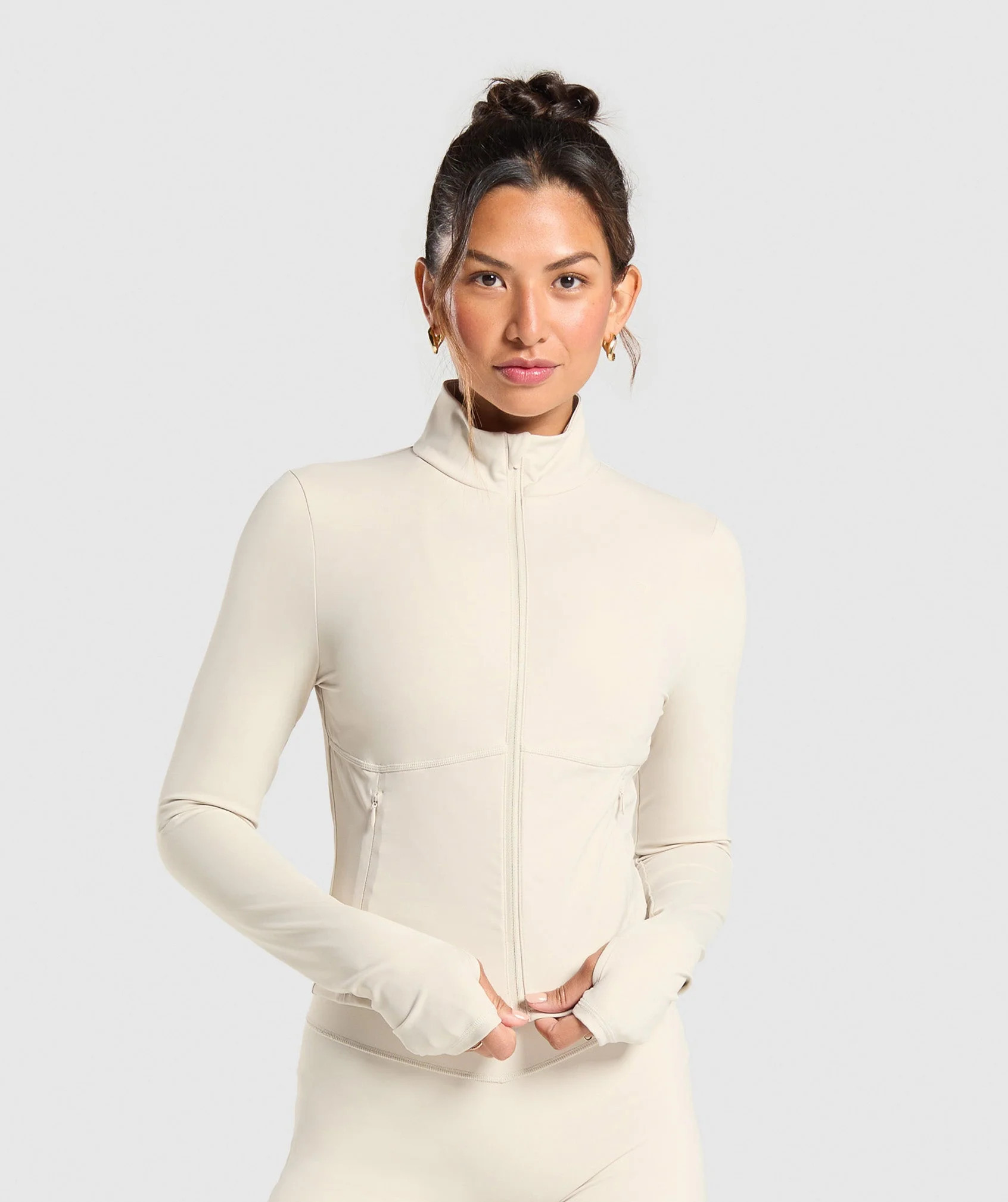 Gymshark Elevate Tracktop - Cream Beige | Gymshark US