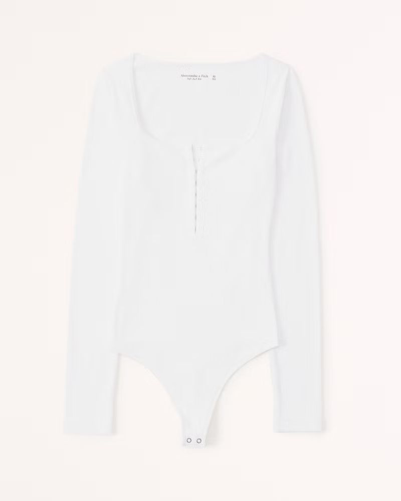 Women's Long Sleeve Hook-and-Eye Henley Bodysuit | Women's Up To 50% Off Select Styles | Abercrom... | Abercrombie & Fitch (US)