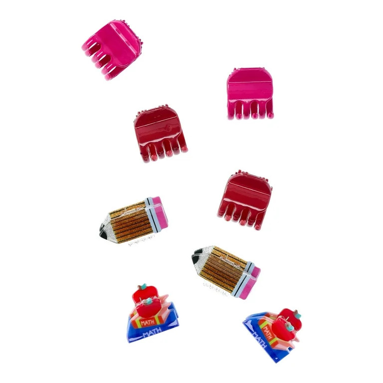 Wonder Nation Girls' Mini Hair Claw Clips, 8-Piece, Multi | Walmart (US)