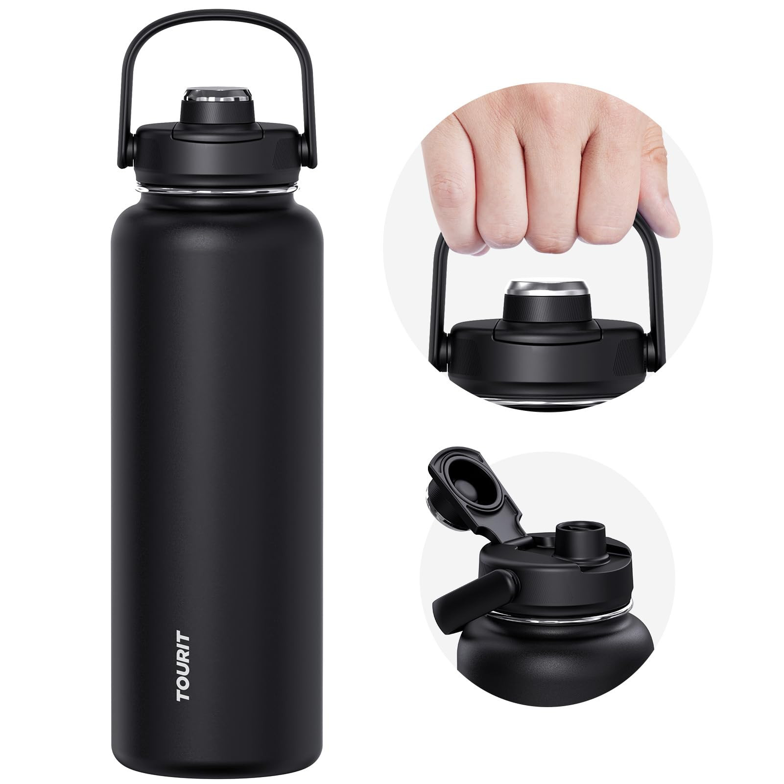 TOURIT 40 oz Insulated Water Bottle, Stainless Steel Sports Water Bottles With Top Handle, Double... | Amazon (US)