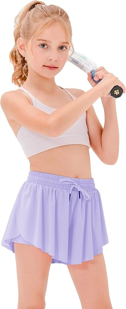Stelle Pantalones cortos fluidos con bolsillos para ni\u00f1as, falda atl\u00e9tica para correr, ... | Amazon (US)