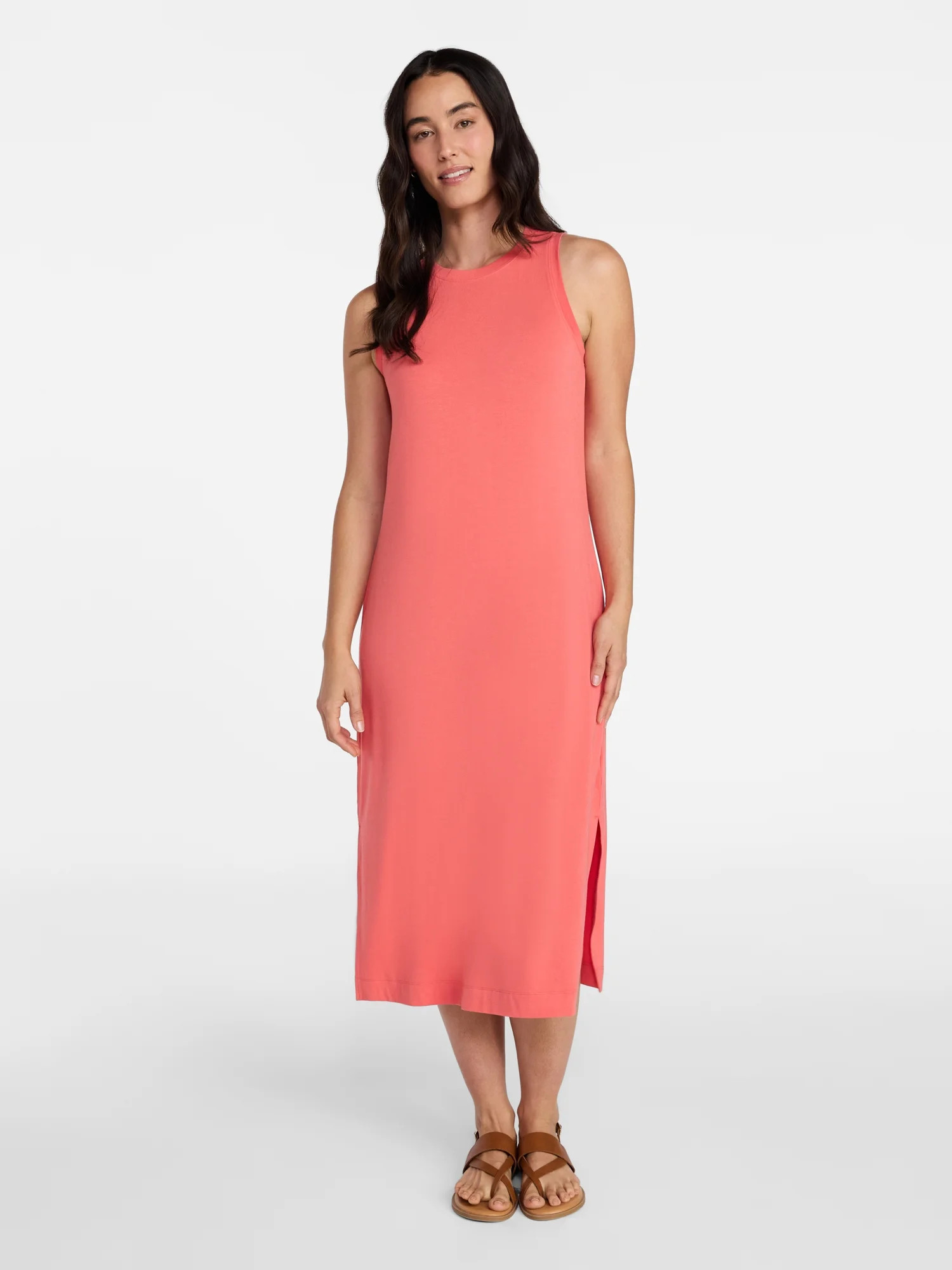 Time and Tru Women's Sleeveless Midi Column Dress, Sizes XS-XXXL | Walmart (US)