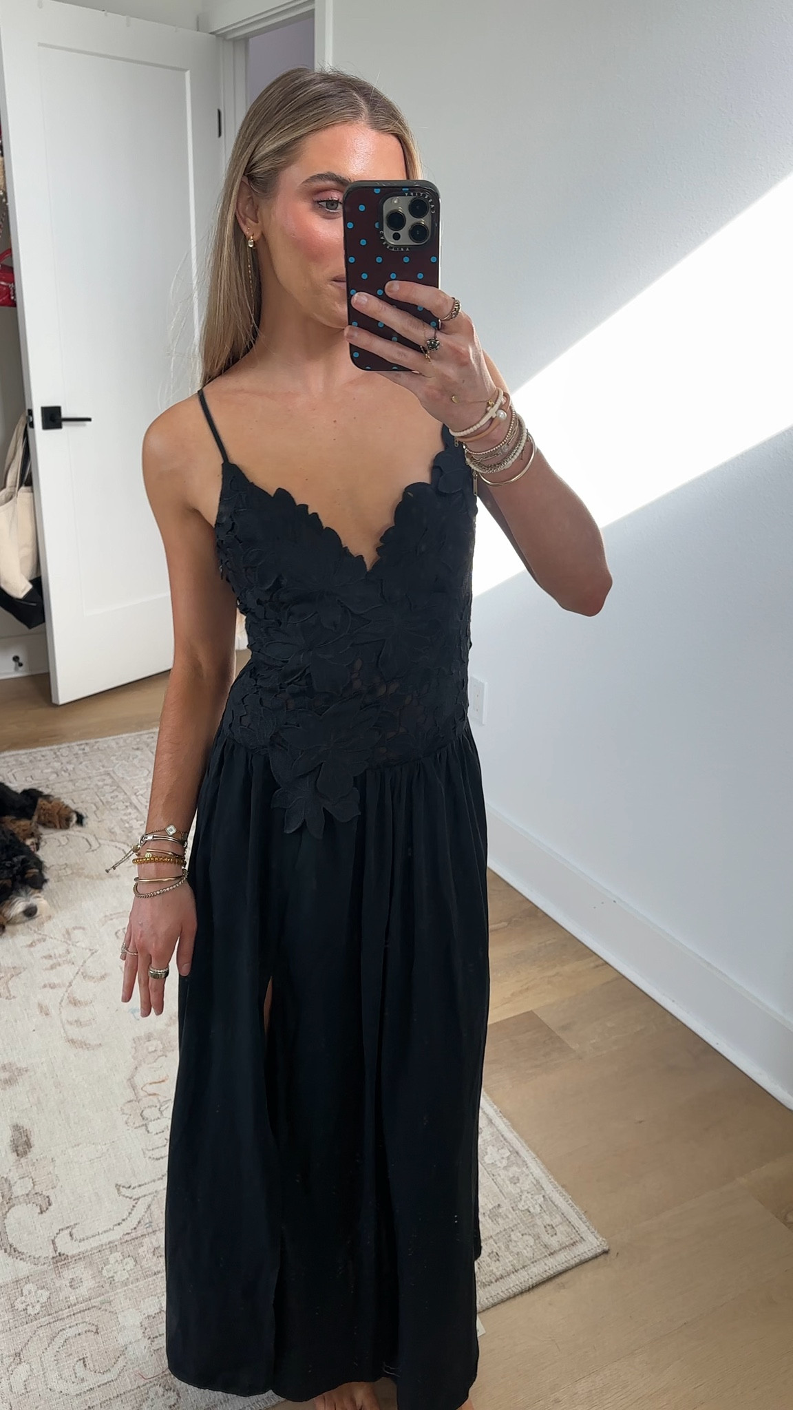 @abercrombie size XS. Bra-Free Applique Lace Maxi Dress

Our new collection built to make going bra-free that much smoother. This flattering maxi dress is in our soft faux silk fabric. Features floral lace applique details throughout, a flowy skirt, adjustable straps and a thigh-high slit detail. Includes a seamed-in bra with removable pads to go bra-free

#LTKWedding #LTKootd #LTKgrwm