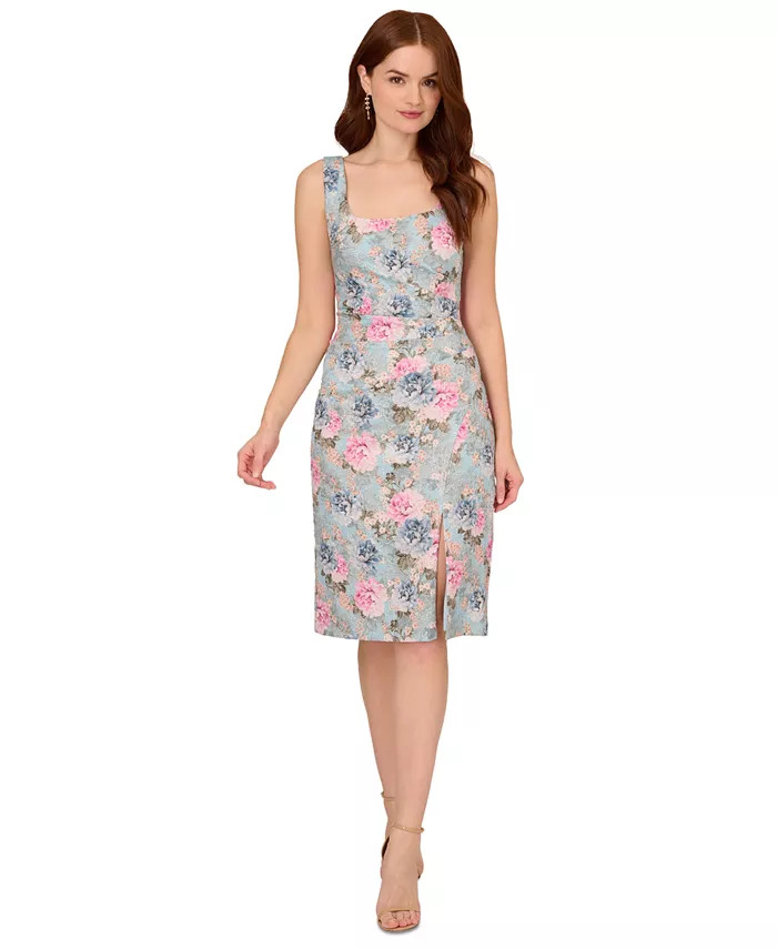 Adrianna Papell Women's Sleeveless Floral Matelasse Dress - Macy's | Macy's