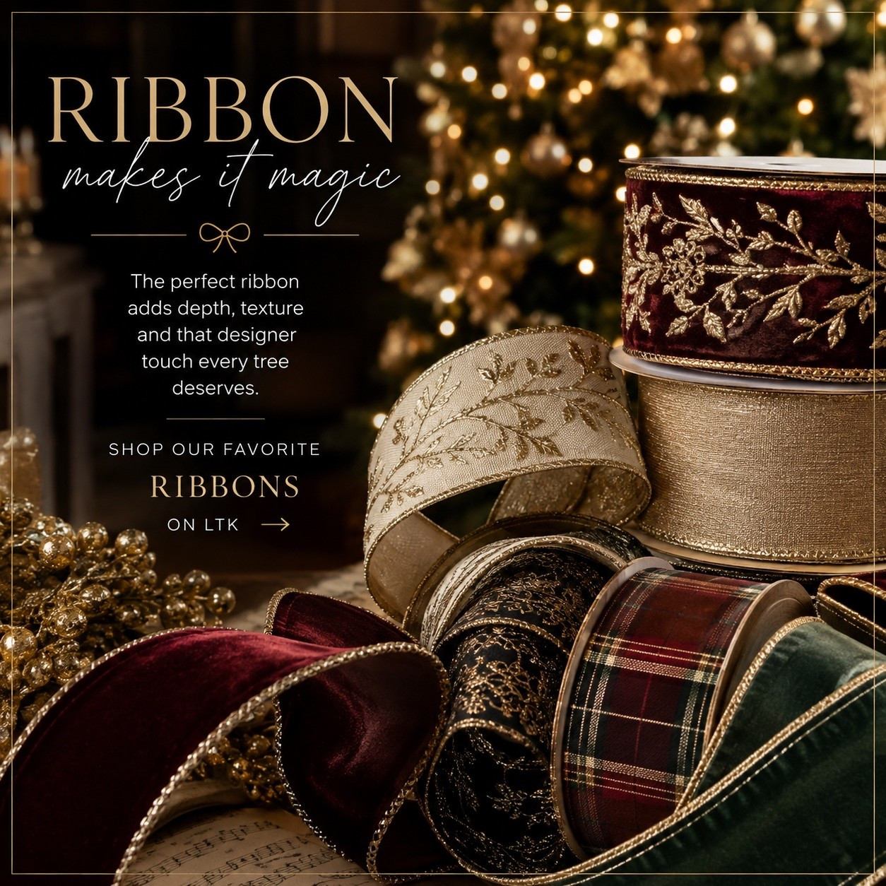 The detail that makes the tree.✨🌲

Ribbon is always where we start when creating that elevated, designer look. We love mixing textures, widths and patterns to create depth, movement and those beautiful oversized bows.

✨ Shop our favorite ribbons + create the look🤍

#LTKSeasonal #LTKU #LTKHome