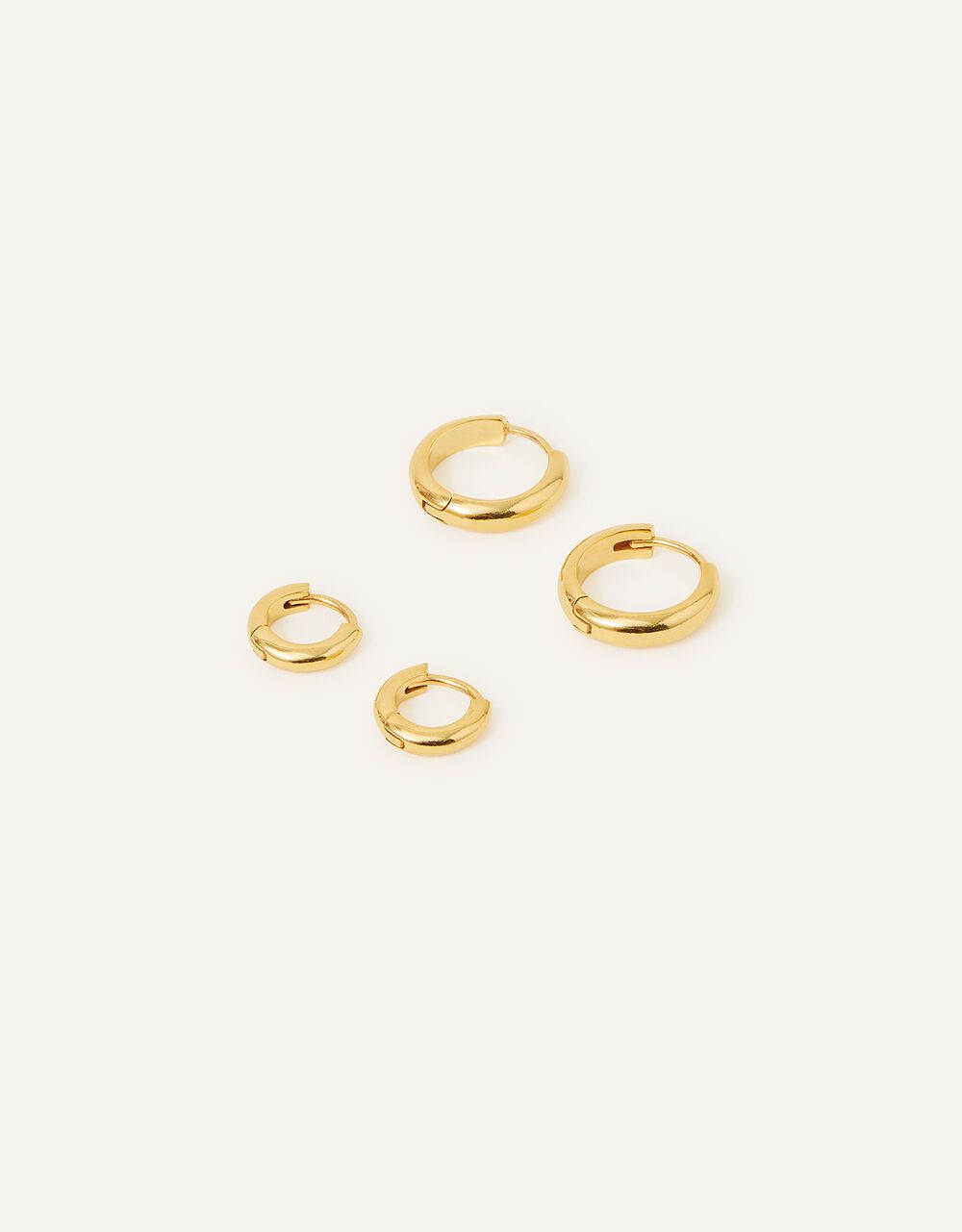 14ct Gold-Plated Huggie Hoops Set of Two | Accessorize (Global)