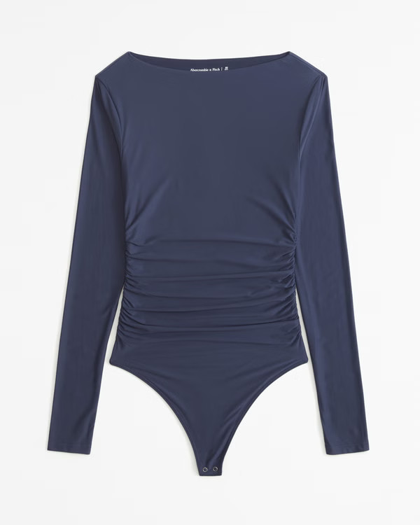 Soft Matte Long-Sleeve Ruched Bodysuit | Abercrombie & Fitch (US)