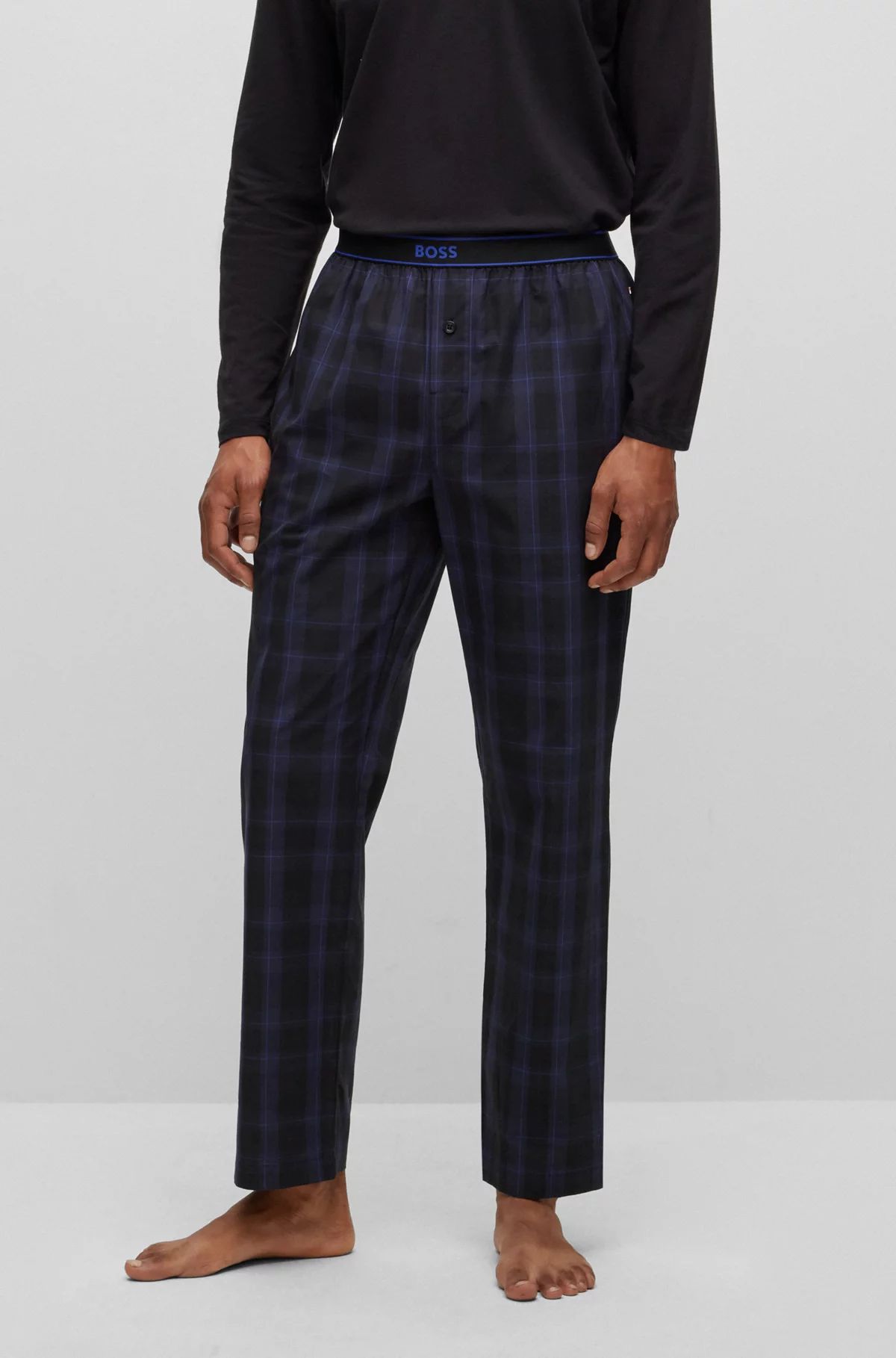 Cotton-poplin pyjama bottoms with checked pattern | Hugo Boss (UK)