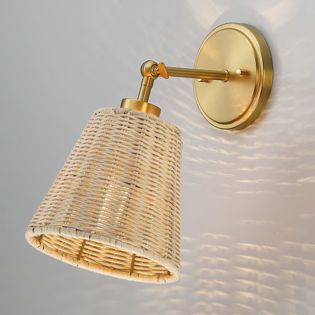 True Fine Kayla 7.1-in W 1-Light Brass/Beige Coastal LED Wall Sconce | Lowe's