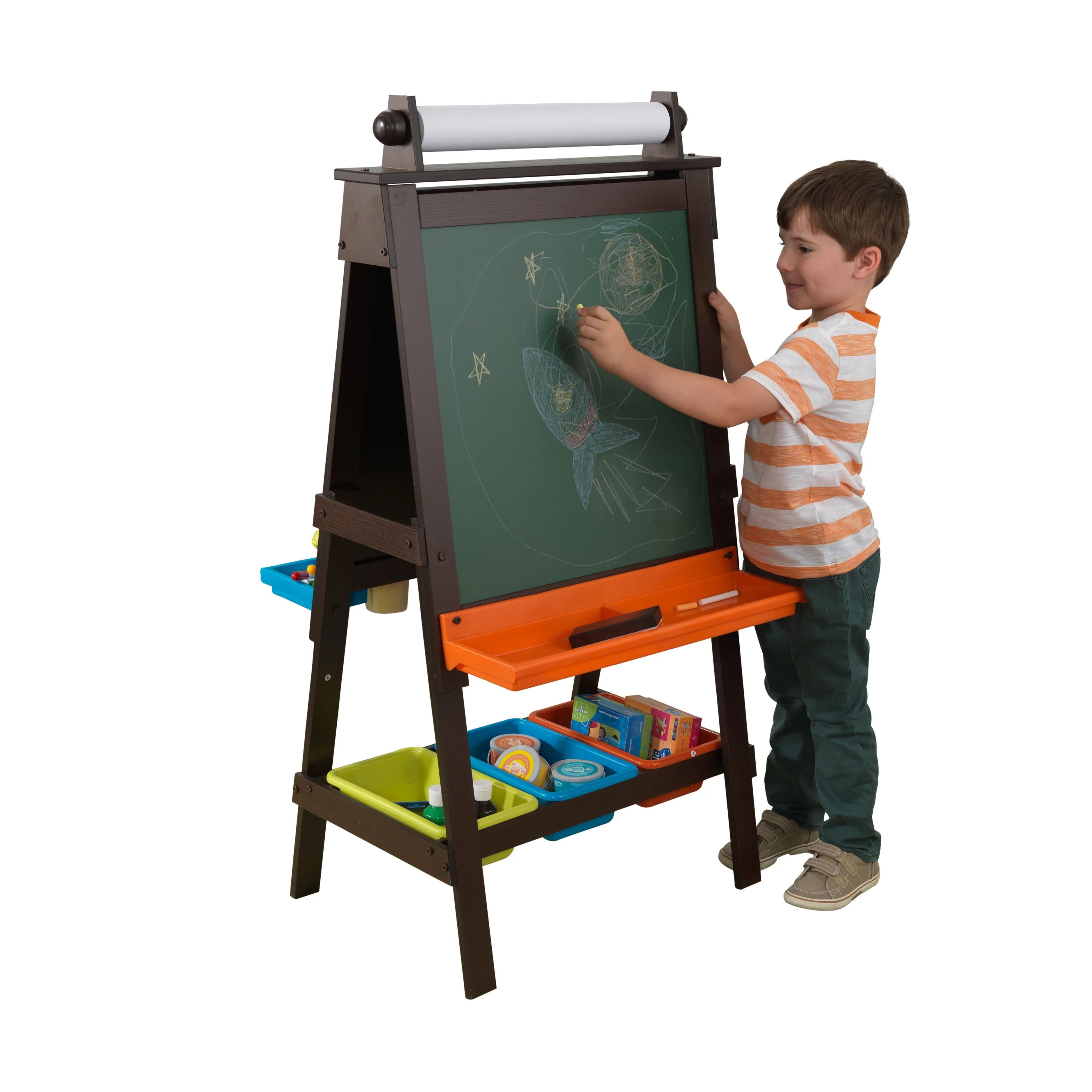 KidKraft Wooden Storage Easel with Dry Erase and Chalkboard Surfaces, Children's Art Furniture - ... | Walmart (US)