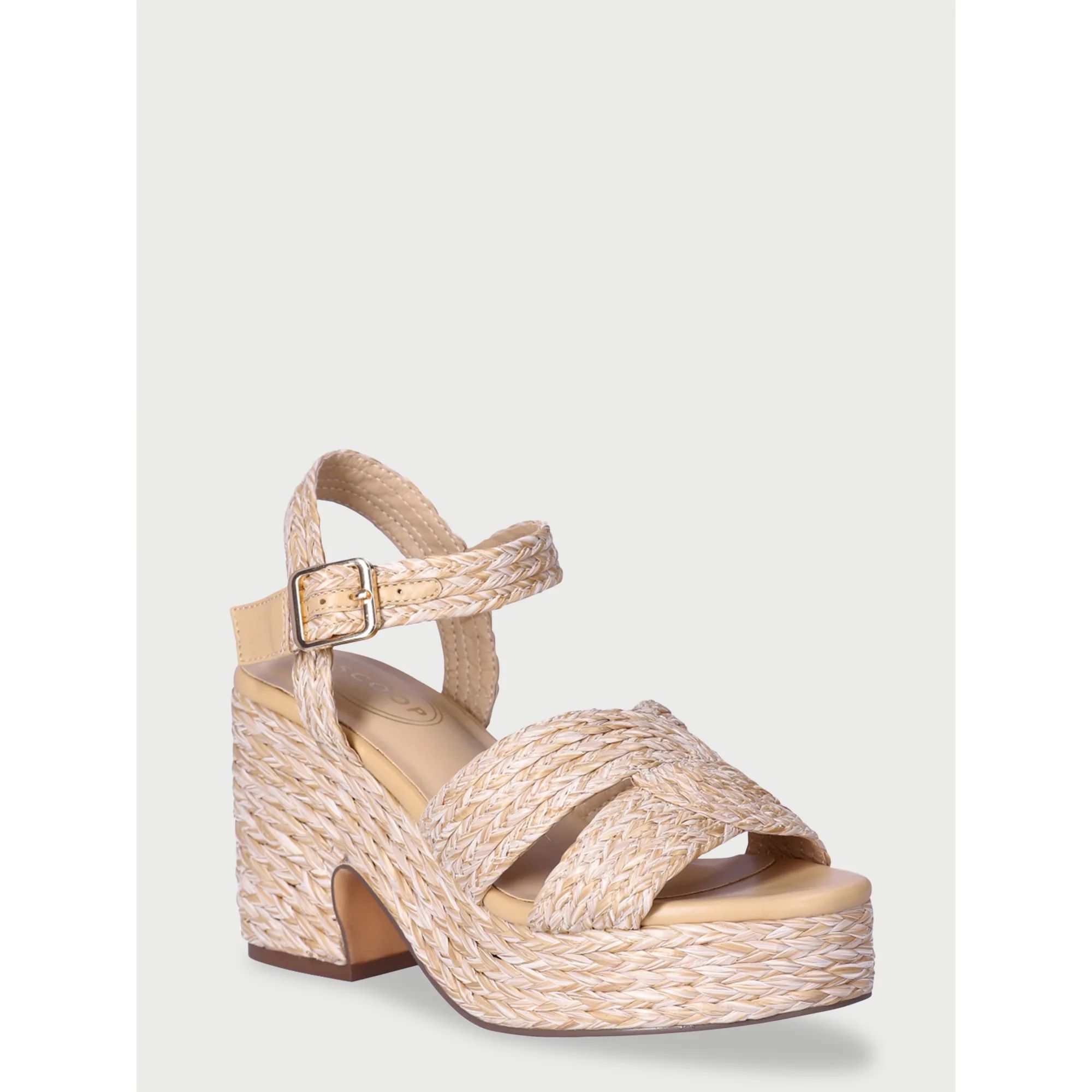 Scoop Women's Raffia Platform Heeled Sandals | Walmart (US)