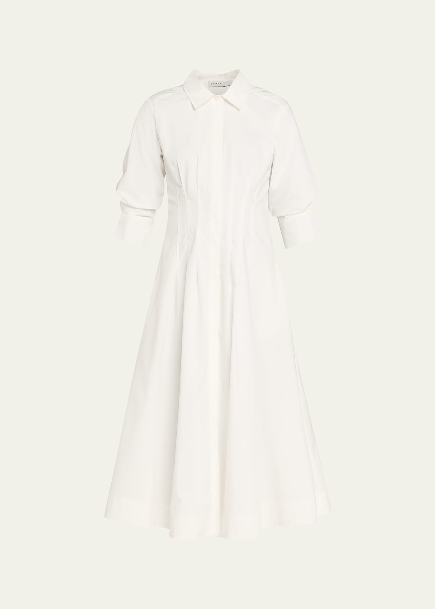 SIMKHAI Jazz Poplin Pintuck Midi Shirtdress | Bergdorf Goodman