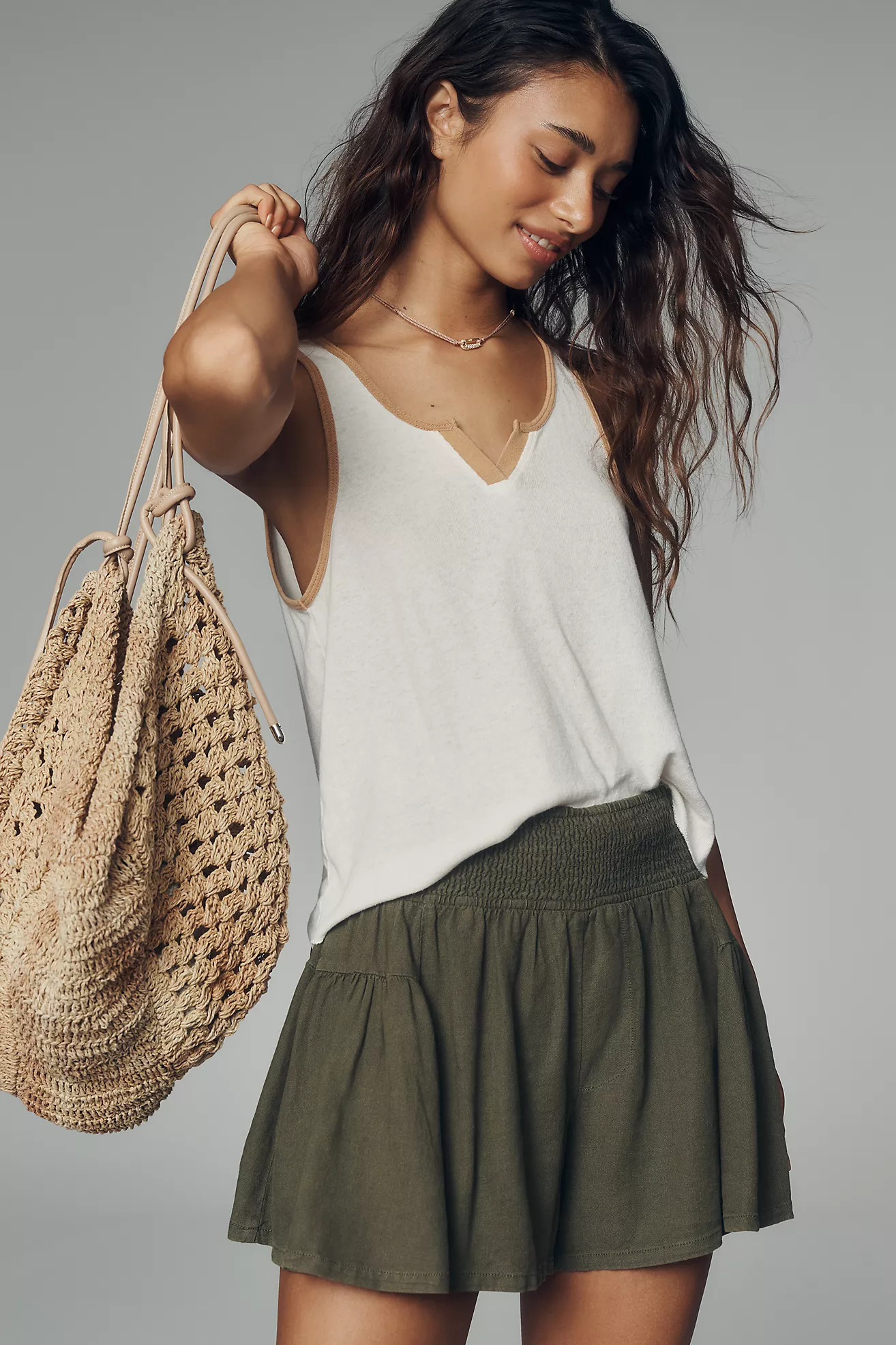 Pilcro Linen Blend Skirty Shorts | Anthropologie (US)