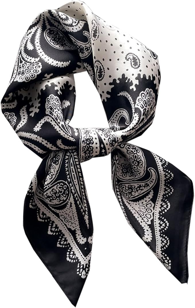 Square Silk Feeling Scarf Medium Satin Hair Scarf Bracelet Gift For Women 27.5 × 27.5 inches | Amazon (US)