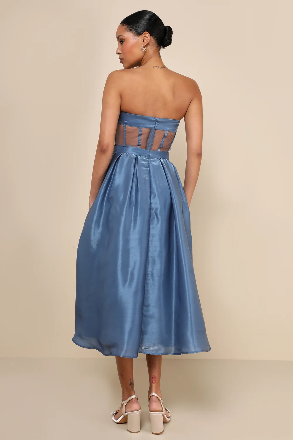 Radiant Direction Slate Blue Strapless Midi Dress With Pockets | Lulus