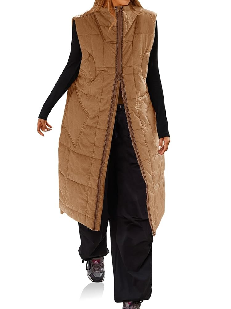 Cicy Bell Womens Long Quilted Puffer Vest Lightweight Sleeveless Winter Jackets Side Slit Packabl... | Amazon (US)