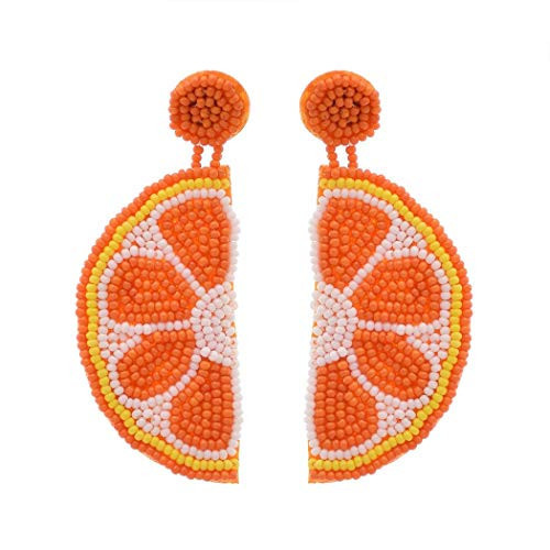 Statement Dangle Fruit Earrings - Fashion Cute Pineapple Orange Watermelon Cherry Beaded Fruit Earrings for Women Jewelry (Orange 2) | Amazon (US)