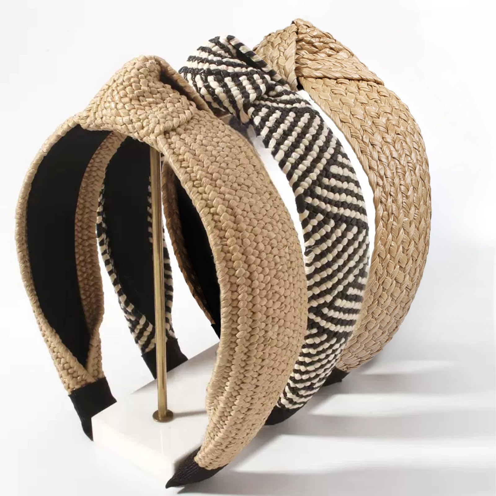 Knotted Headbands for Women Summer Trendy Straw Headband with Knot, 3PCS Women Boho Head Band for... | Amazon (US)
