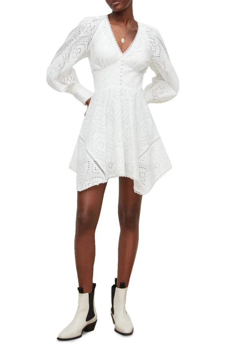 Irina Long Sleeve Cotton Broderie Dress | Nordstrom
