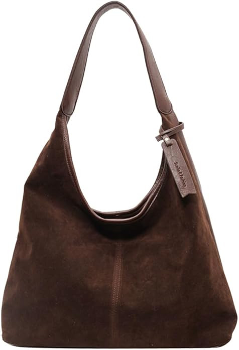 Leather Hobo Bags for Women Brown Purses Suede Purse Slouchy Tote Bag Suede Tote Bag Fall Purses ... | Amazon (US)