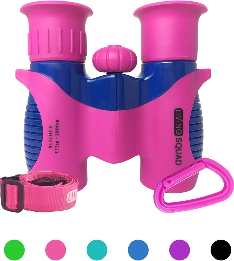 Kids Binoculars Pink 8x21 - Girls Gift Age 3-12, Shockproof Compact Binoculars for Kids with High... | Amazon (US)