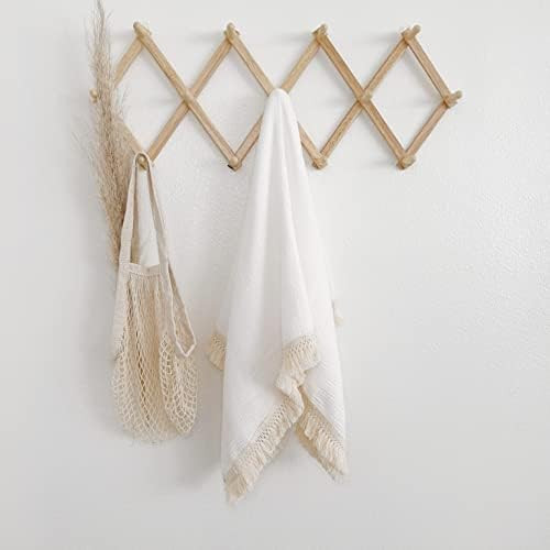 Amazon.com: Muslin Cotton Baby Receiving Blanket with Fringe, Boho Bohemian Tassels, Nursery Deco... | Amazon (US)