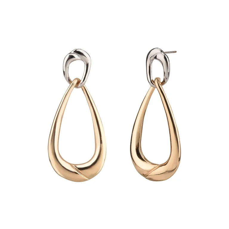 Time and Tru Adult Women's Gold Tone and Silver Tone Post Teardrop Metal Earring | Walmart (US)