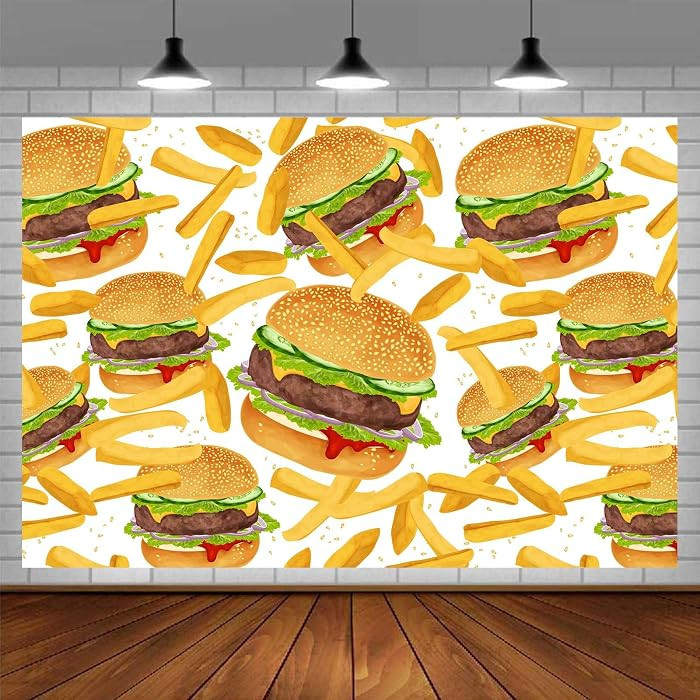 Hamburger French Fries Backdrop, 7x5ft, Fast Food Photograhy Background Birthday Party Supplies B... | Amazon (US)