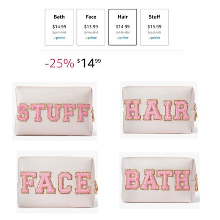 Stoney Clover Dupe! Cosmetic bags with letter patches for $15 #onsale #dealoftheday #hairbag #bathbag #facebag #stuffbag #kidsvalentinesgifts #valentinesday #girlgiftidea 

#LTKsalealert #LTKGiftGuide #LTKtravel
