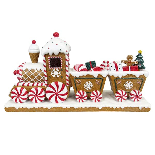 Gingerbread Train with Peppermint Wheels, 12" | At Home