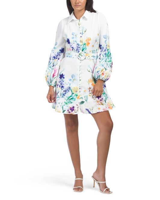 Belted Watercolor Floral Mini Dress | TJ Maxx