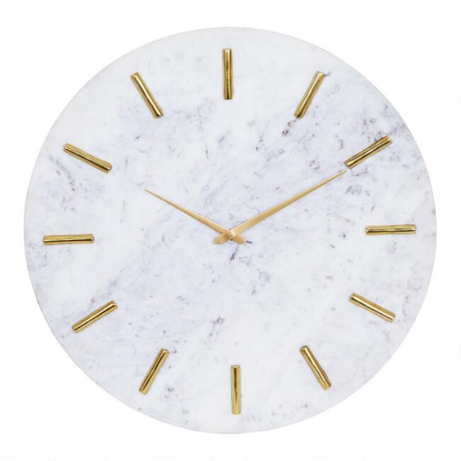 White Marble Contemporary Wall Clock | World Market