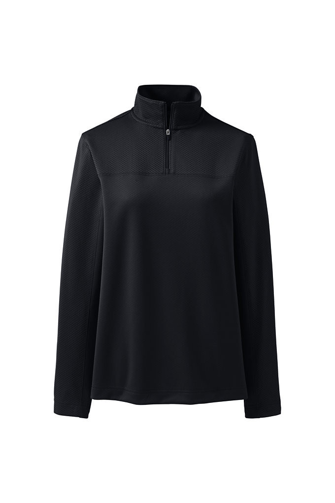 Women's Plus Size Textured Quarter Zip Pullover - Lands' End - Black - 2X | Lands' End (US)
