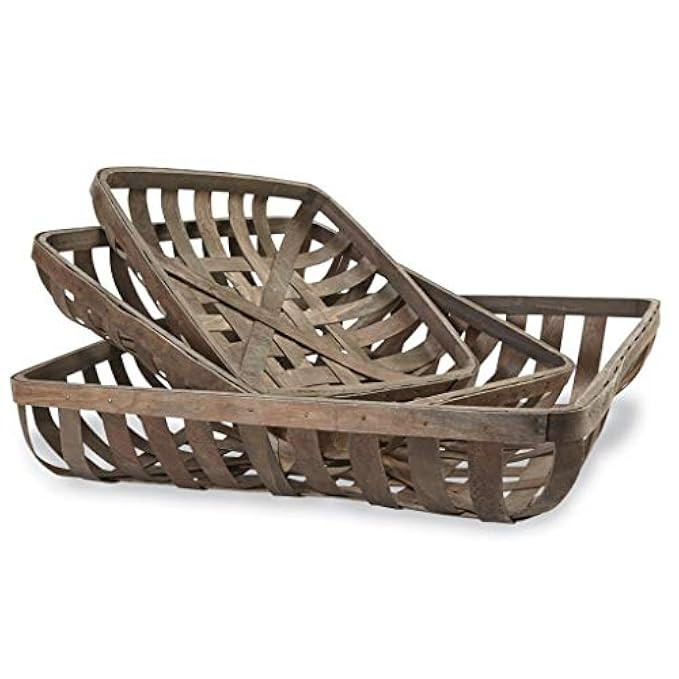 Mud Pie Set of 3 Tobacco Baskets, One Size, Brown | Amazon (US)