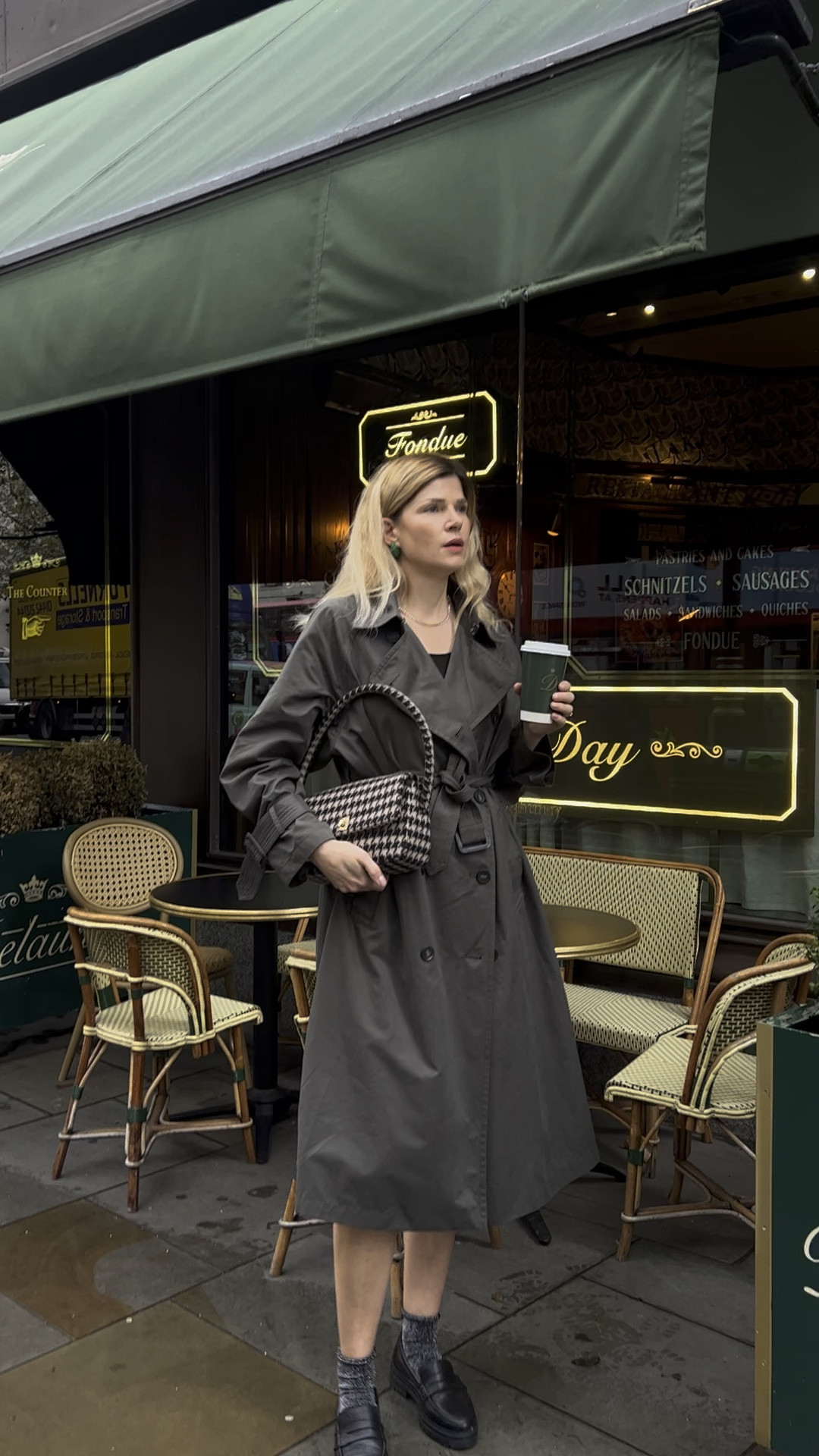 Green coat, green trench, houndstooth bag, loafers #LTKGift 

#LTKeurope #LTKVideo